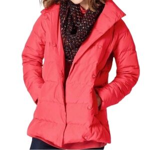 J Jill Chloe Funnel Neck Coral Down Puffer Coat Jacket Size M